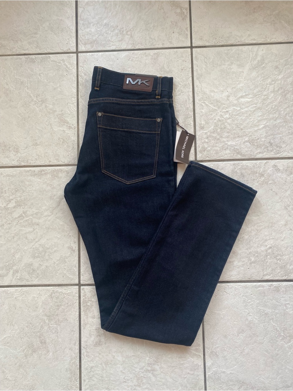 NWT Michael Kors Core Slim Fit  Dark Stretch Denim Straight Leg Jeans Men 32x34